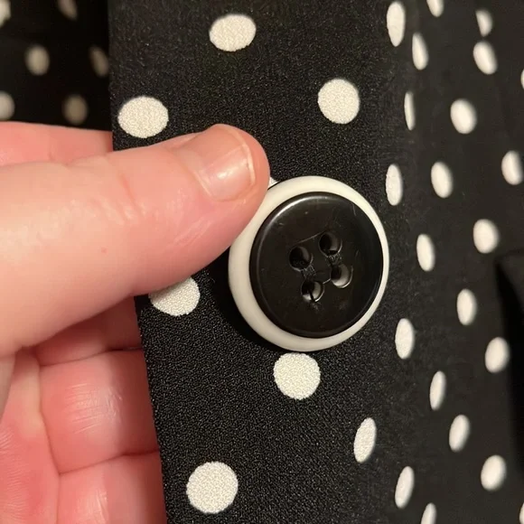 Kasper - Vintage 90’s Black & White Polka Dot Blazer Jacket - Picture 10 of 12